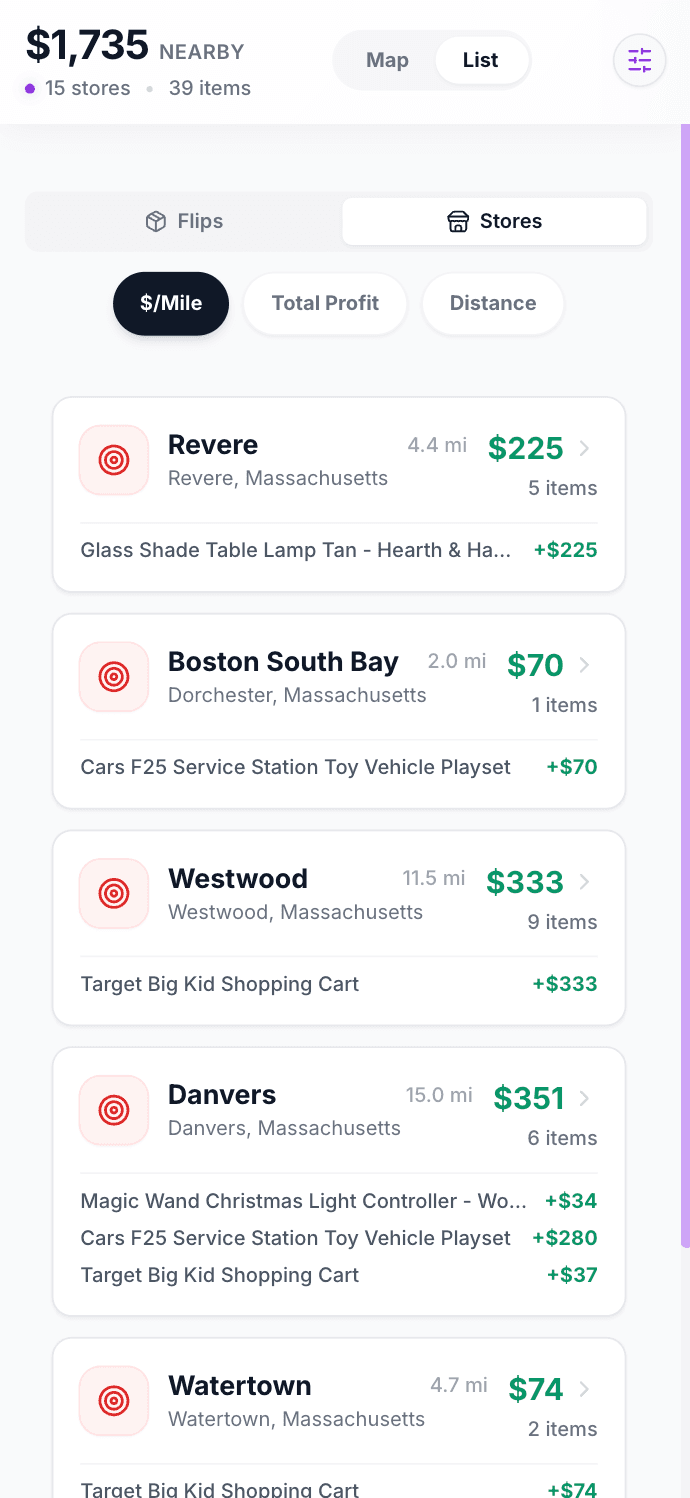 Store List - Tap to enlarge